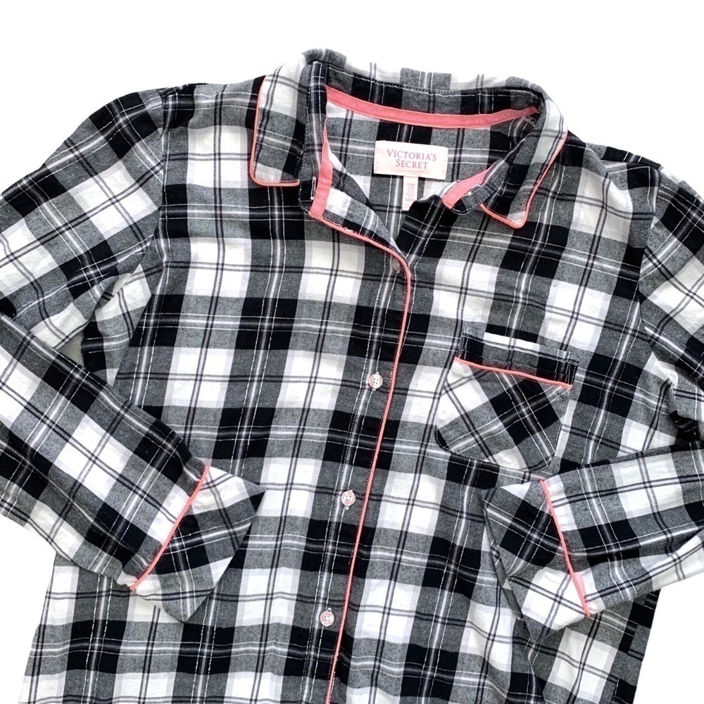Victoria’s Secret Black White Plaid Sleep Shirt Size Medium - Picture 3 of 17